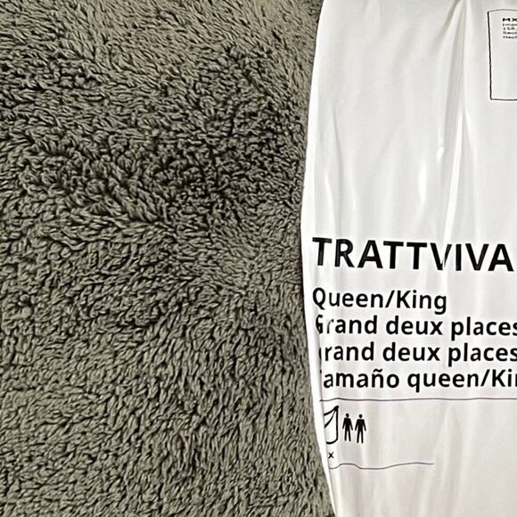 IKEA TRATTVIVA Queen/King Green Dark Gray-Green Bedspread 98"x104" - Picture 2 of 3